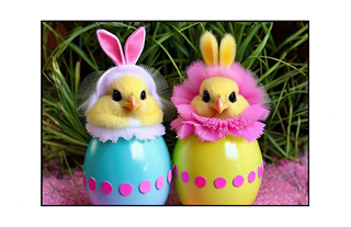 Easter chicks with rabbit ears
