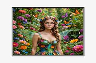 beautiful fairy in a flowered garden